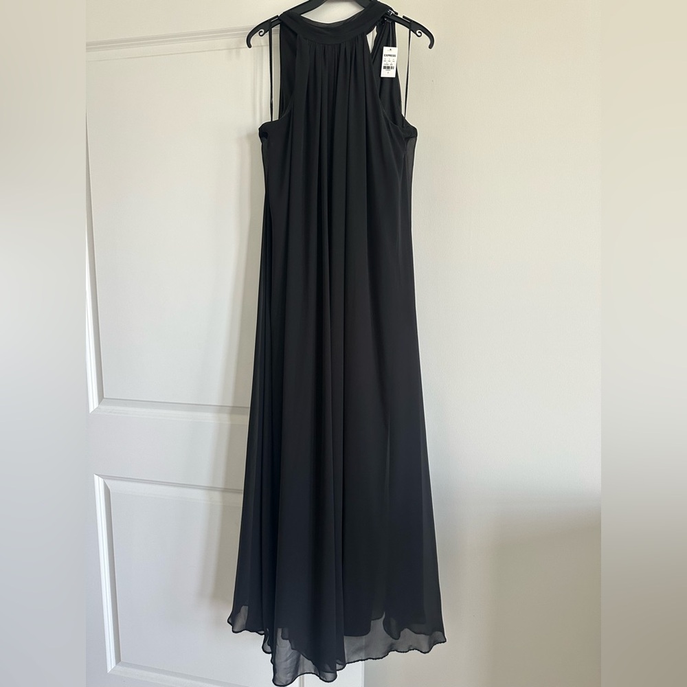 Classic Black Sleeveless Halter Maxi Dress